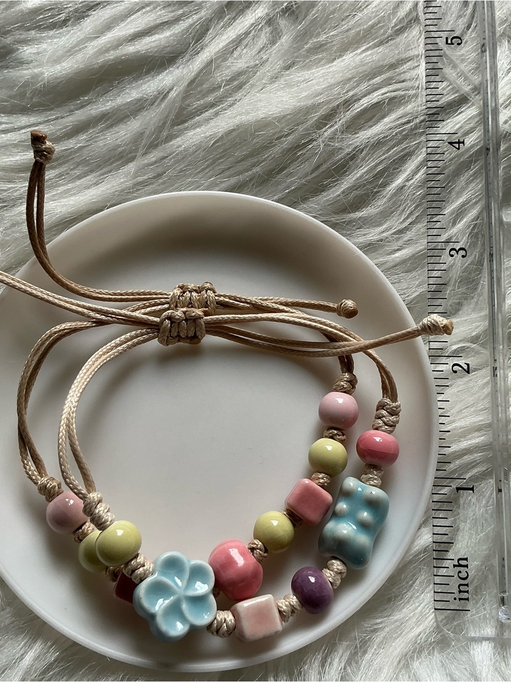 Two Cute Ceramic Bead Adjustable String Bracelets - Picture 6 of 6